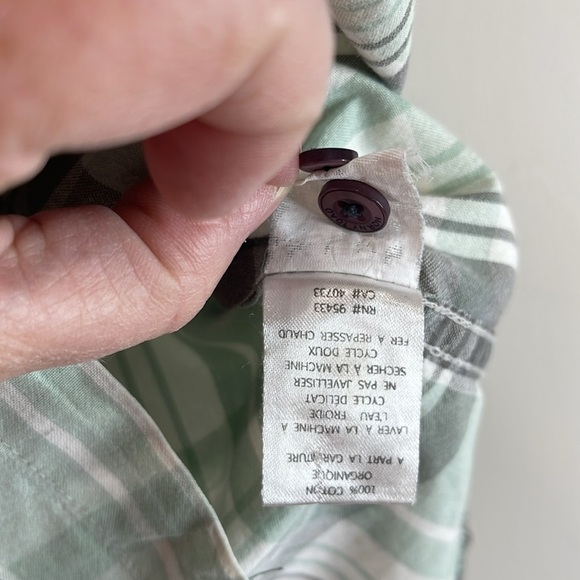 Horny Toad Mens Short Sleeve Plaid Button Down Shirt Green Grey Organic Cotton S - Picture 8 of 12